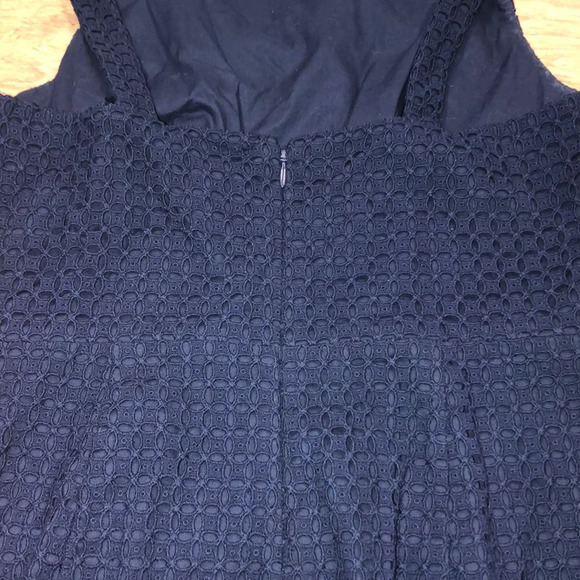 J Crew black label size 6 navy blue eyelet dress - Picture 6 of 8